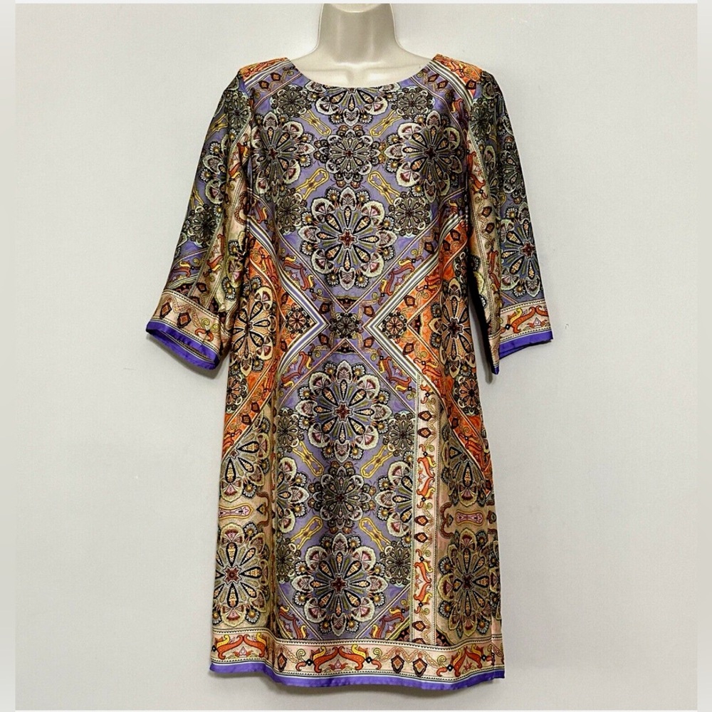 Vintage Bethany Women’s Dress size 8 Silky Paisley Shift‎ Boho Classic Y2K (D10)